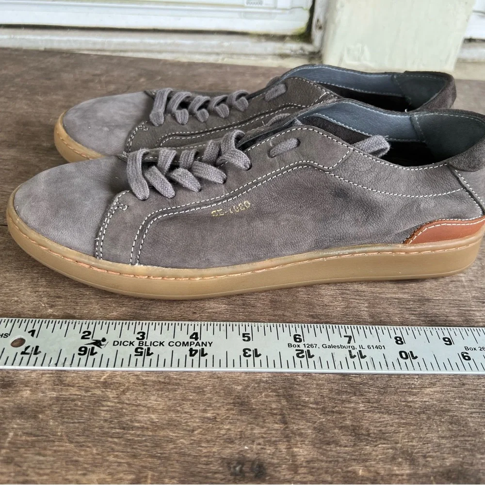 Sam Edelman JAYME River Rock Gray Brown Leather Casual Sneaker Size 8.5M